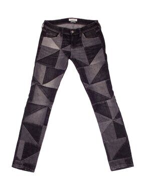 ISABEL MARANT ETOIEL Pre-Fall 2014 DILLON PATCHWORK Black Grey Skinny Fit Jeans